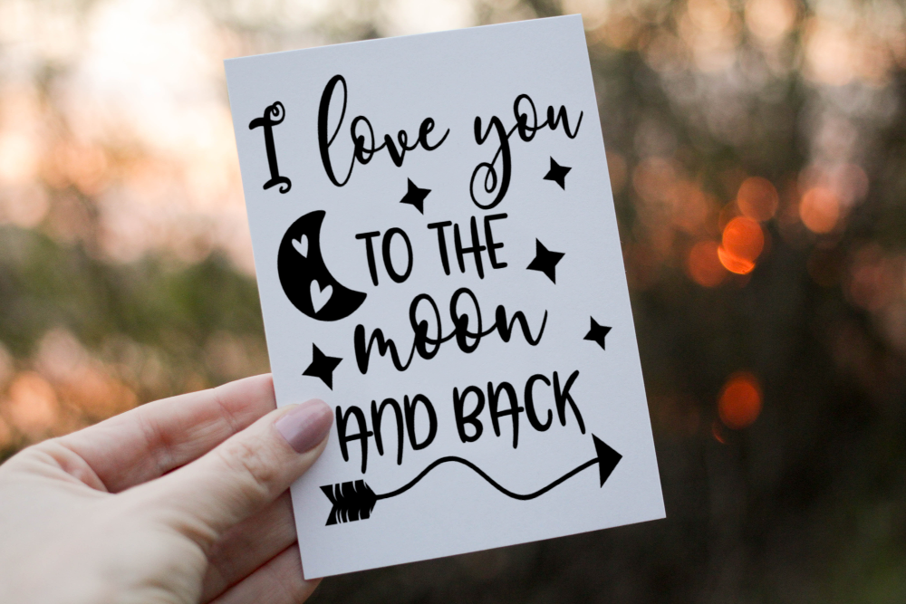 I love You To The Moon & Back Valentine Card, Personalised Card